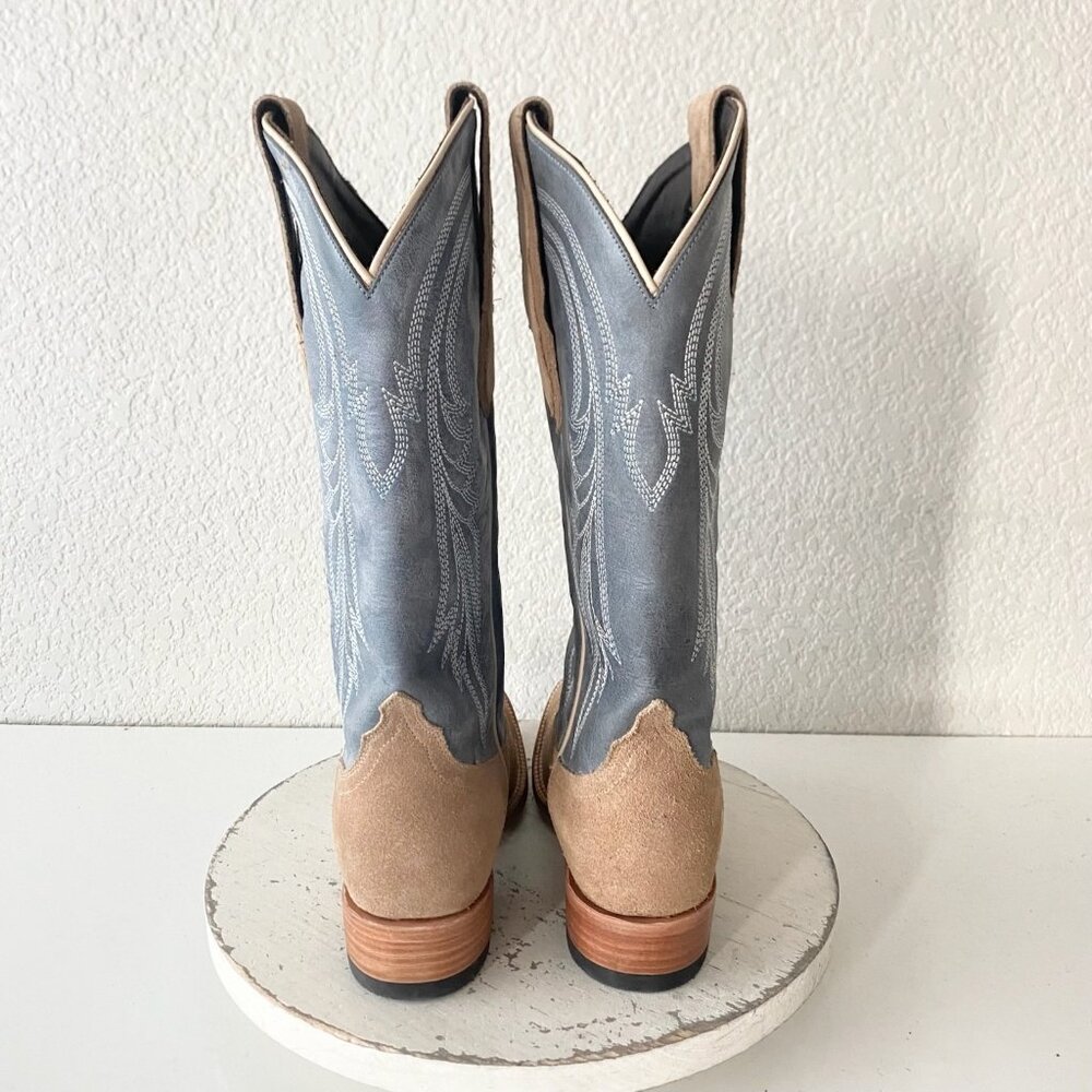 Lane Womens Square Toe Cowboy Boots 7.5 Blue Brown Suede Western Cowgirl Tall - Picture 3 of 11